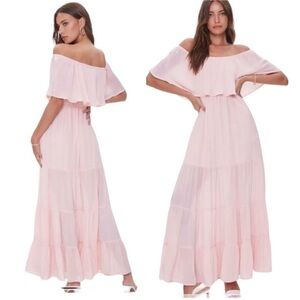 Forever 21 Off the Shoulder Blush Maxi Dress